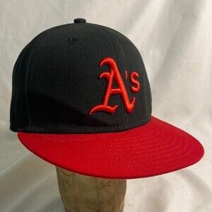 baseball hat MLB Oakland A' s new era hat red black 5950 sz 7 las vegas